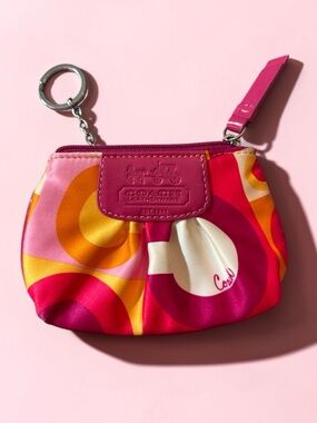 Vintage Coach Madison Op Art Resort Scarf Print Mini Pouch/Coin Purse/Bag Charm